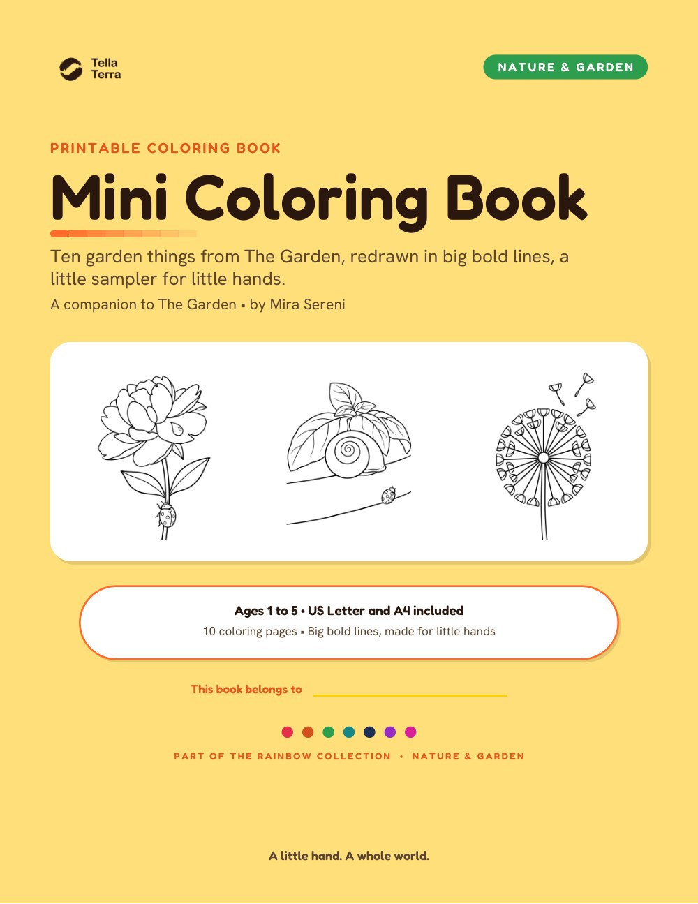 Cover of the Tella Terra: The Garden toddler coloring book