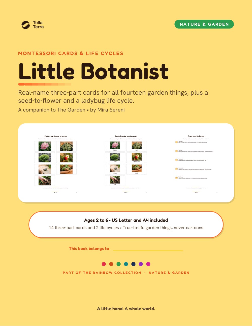 Cover of Little Botanist, Tella Terra: The Garden Montessori cards and life cycles