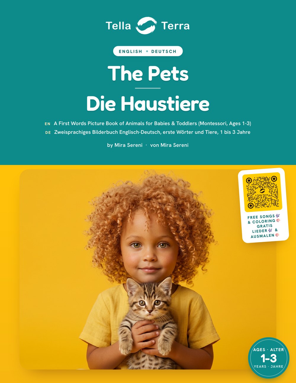 Die Titelseite von The Pets / Die Haustiere, der zweisprachigen Ausgabe Englisch-Deutsch von Tella Terra.